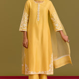 Yellow Dori Embroidered Kurta Set