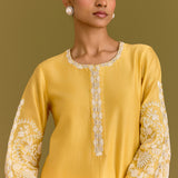 Yellow Dori Embroidered Kurta Set