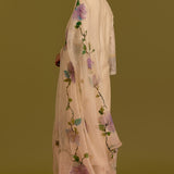 Beige Hand-Painted Kurta Set