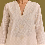 Ivory Woven Kurta Set