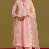 Pink Woven Kurta Set