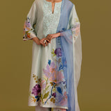 Powder Blue Hand-Painted Kurta Set