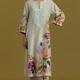 Powder Blue Hand-Painted Kurta Set