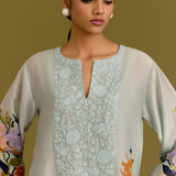 Powder Blue Hand-Painted Kurta Set