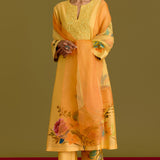 Yellow Hand-Painted Kurta Set
