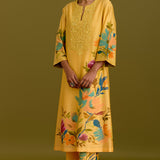 Yellow Hand-Painted Kurta Set