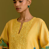 Yellow Hand-Painted Kurta Set