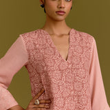 Pink Hand Block Print Kurta Set