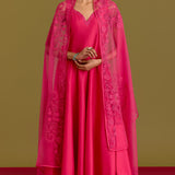 Fuchsia Cotton Silk Satin Anarkali Set