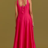 Fuchsia Cotton Silk Satin Anarkali Set