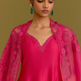 Fuchsia Cotton Silk Satin Anarkali Set