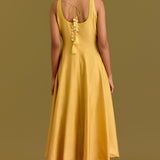 Yellow Cotton Silk Satin Anarkali Set