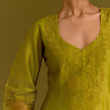 Green Silk Chanderi Anarkali set