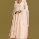 Ivory Silk Chanderi Anarkali Set