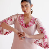 Pink Chanderi Kurta Set with Embroidery