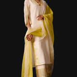 Cream Chanderi Kurta Set with Embroidery