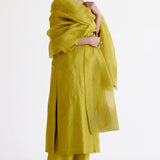 Green Embroidered Chanderi Kurta Set