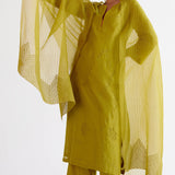 Green Embroidered Chanderi Kurta Set