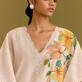 Ivory Hand-painted Kaftan Set