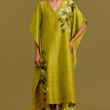 Green Hand-painted Kaftan Set