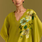 Green Hand-painted Kaftan Set