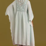 Powder Blue Cotton Silk Satin Kaftan Set