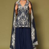 Blue Net Sharara Set
