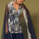 Blue Net Sharara Set
