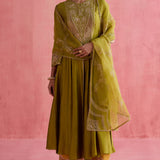 Zeenat Green Anarkali Set