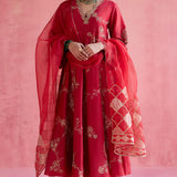 Nazm Red Anarkali Set