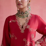Nazm Red Anarkali Set