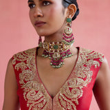 Devnaagri Zohra Red Saree Set