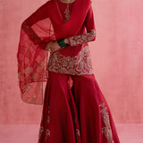 Alya Red Sharara Set