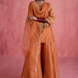 Huma Orange Sharara Set