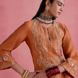 Huma Orange Sharara Set