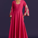 Fuchsia Cotton Silk Anarkali Set