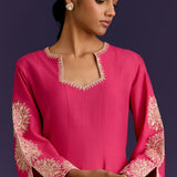Fuchsia Cotton Silk Anarkali Set
