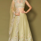 Green Embroidered Silk Organza Lehenga Set