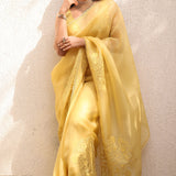 Yellow Embroidered Saree Set