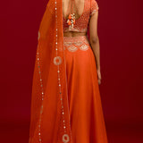 Orange Embroidered Lehenga Set