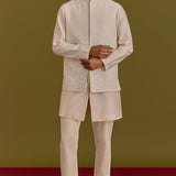 Ivory Embroidered Bundi Set