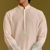 Ivory & Blue Embroidered Kurta Set