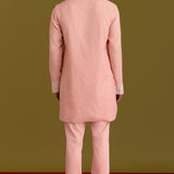 Pink Woven Embroidered Kurta Set