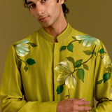 Green Hand-painted Kurta Set