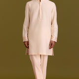 Ivory Cotton Silk Embroidered Kurta Set