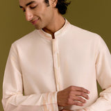 Ivory Cotton Silk Embroidered Kurta Set