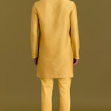 Mustard Cotton Silk Embroidered Kurta Set