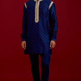 Navy Bandhej Embroidered Kurta Set