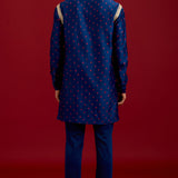 Navy Bandhej Embroidered Kurta Set
