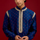 Navy Bandhej Embroidered Kurta Set